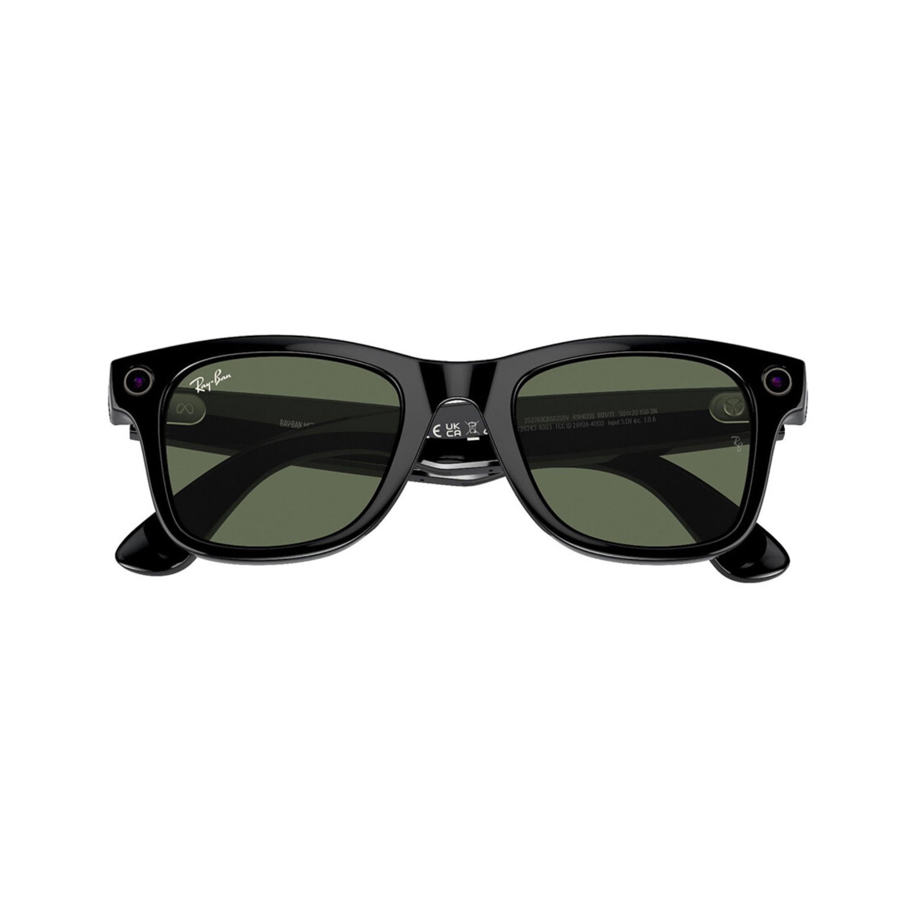 RayBan Meta Wayfarer, Блестящий черный/зеленый, Размер 155-53, RW4008 в 