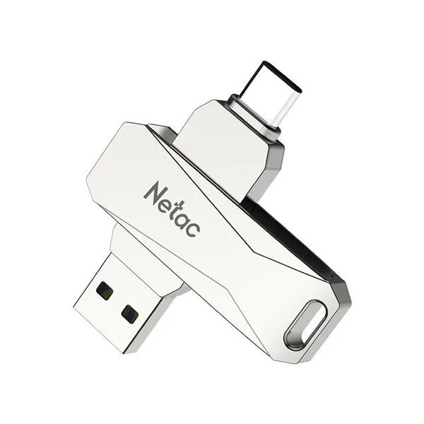 Флеш-накопитель USB 3.0 128GB Netac U782C Dual (USB 3.0/3.1 + Type C), Серебро