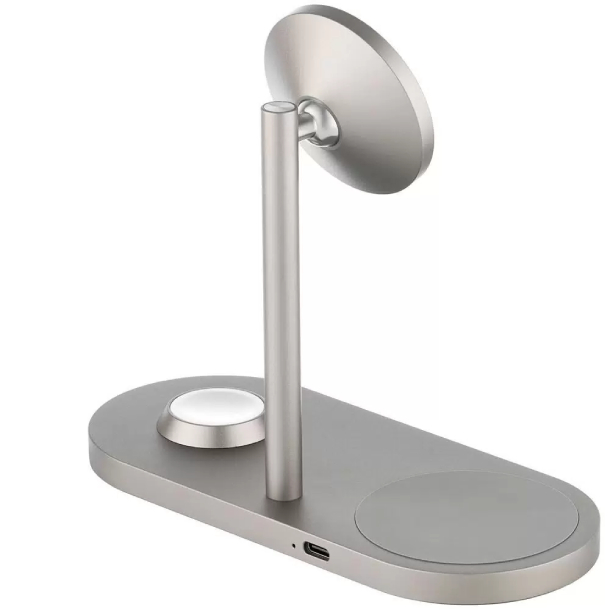 Беспроводное зарядное устройство Ubear Stage 3in1 Magnetic wireless charger, титан